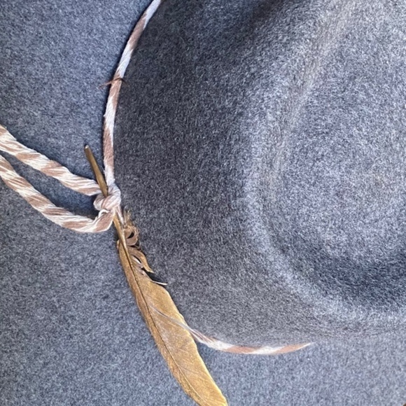 Anthropologie Grey Feather Trimmed Rancher Hat - Picture 7 of 9